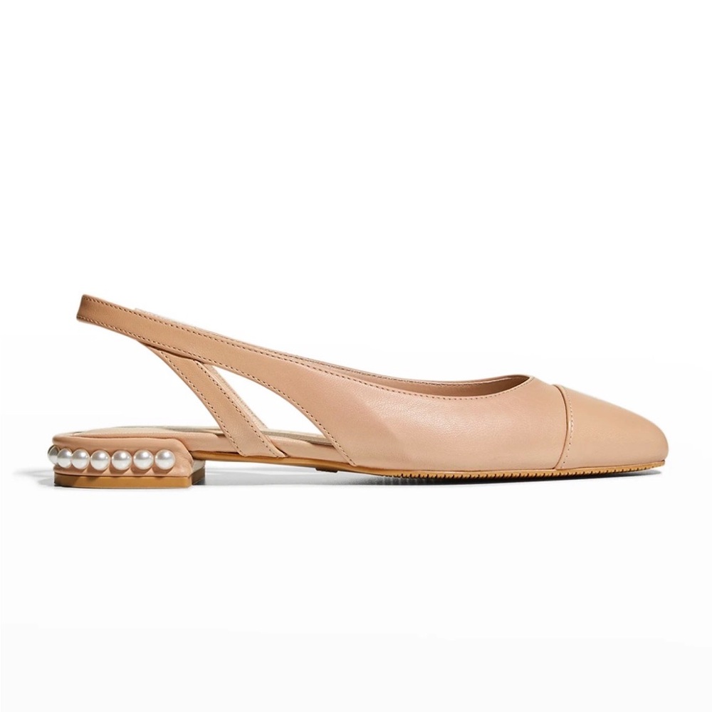 STUART WEITZMAN Pearl Slingback Flats Shoes Beige Heel Size 7